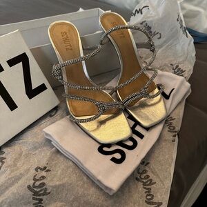 SCHUTZ Lauryn Silver Strappy Heels